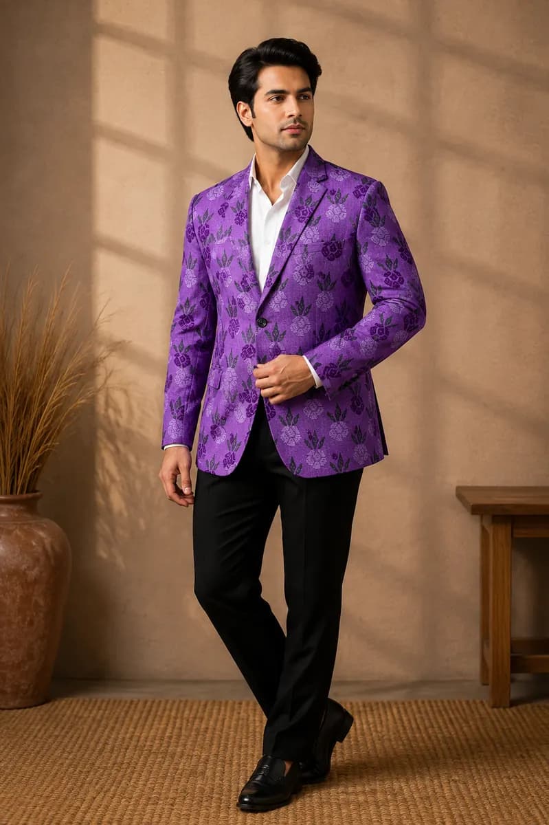 Durbar Violet Brocade Blazer