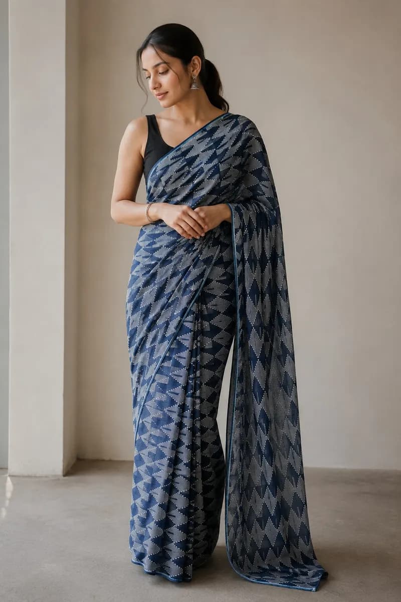 Gandaki Indigo Dhaka Saree