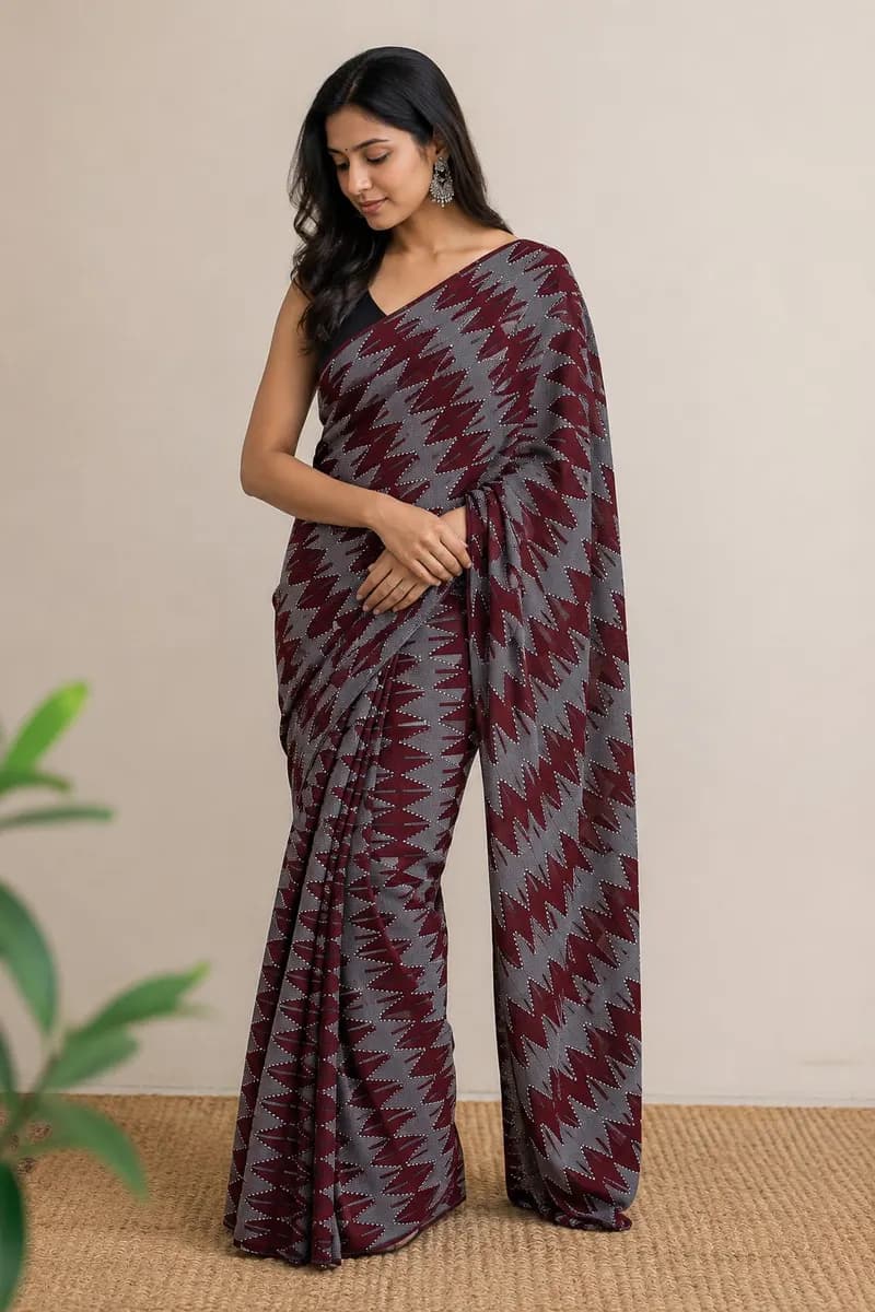 Kailash Maroon Dhaka Saree