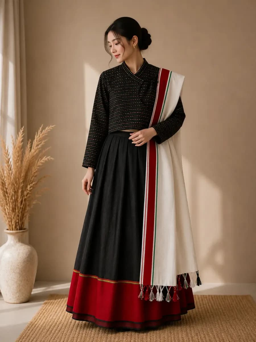 Newari Haku Patasi Inspired Traditional Dress Set