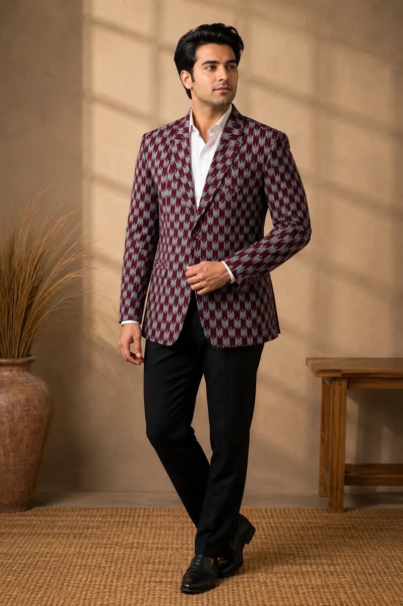 Patan Maroon Dhaka Blazer