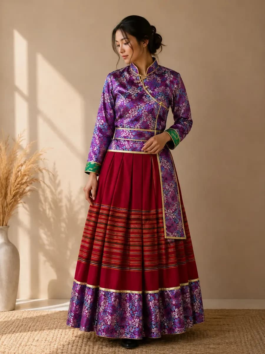 Royal Nepali Dhaka-Inspired Festive Dress Set