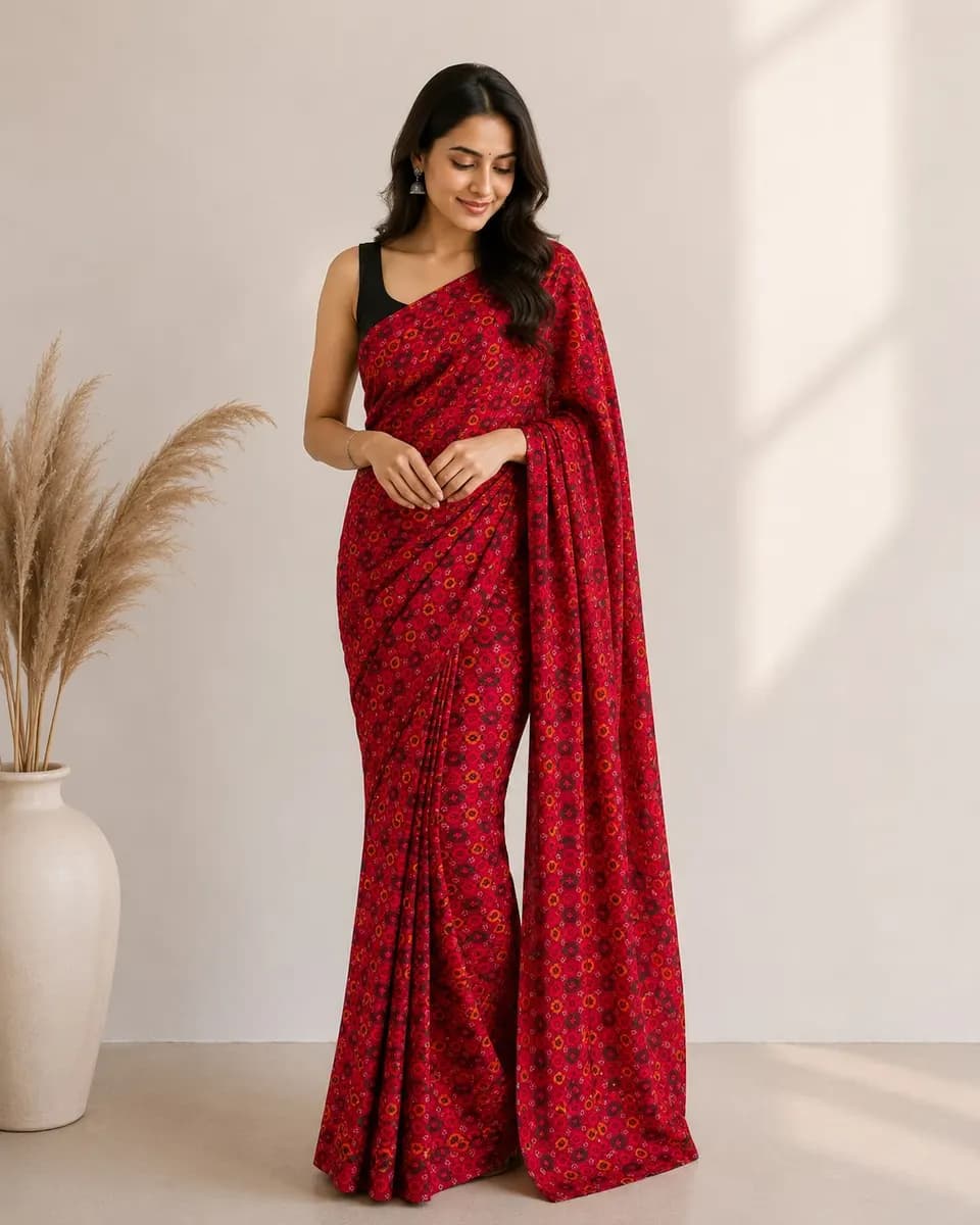 Simrik Red Dhaka Saree